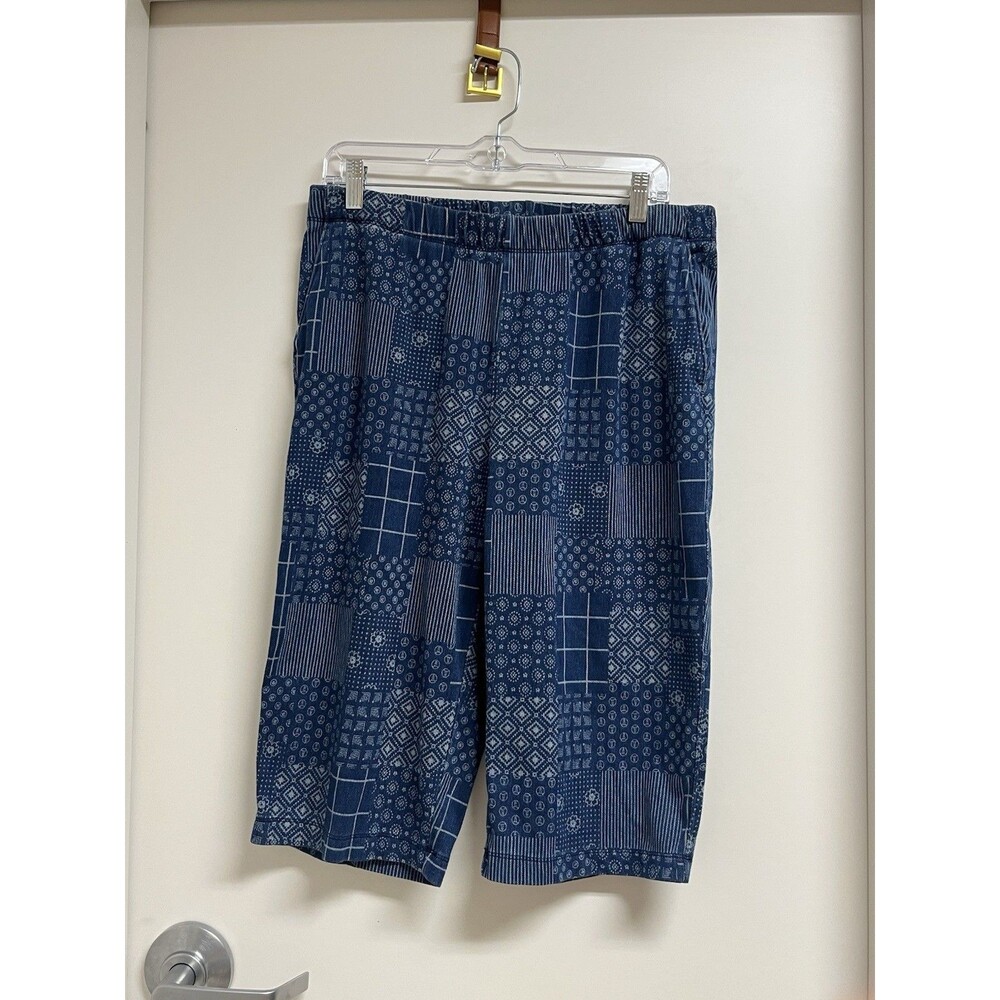 Land's End Patchwork Sport Knit Capri Pull On Cropped Pants Land's End Medium